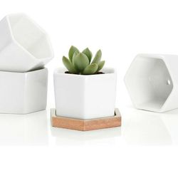 New Small Succulent Plant Pots, 2.76 Inch White Ceramic Planter Indoor Mini Flowers Containers for Succulents or Cactus , $15 Or Best Offer 