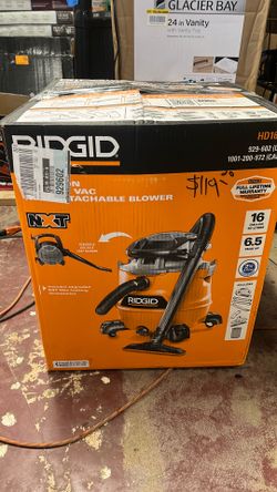 RIDGID 16 Gal. 6.5 Peak HP NXT Shop Vacuum Wet Dry Vac with Detachable Blower, Filter, Locking Hose and Accessories HD1600