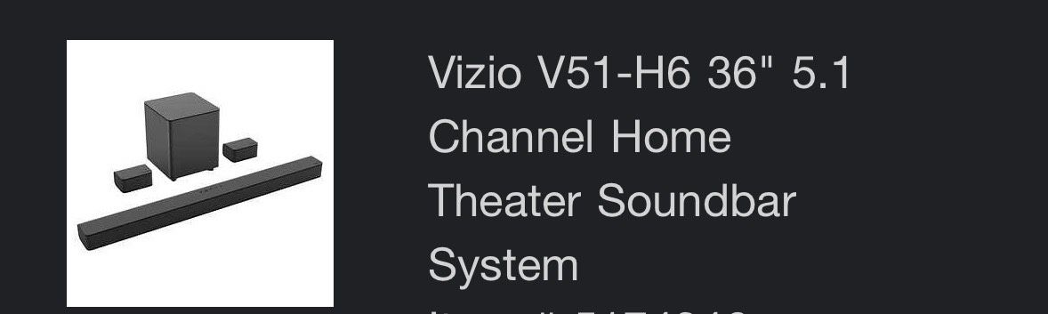 Vizio V51-H6 36" 5.1 Channel Home Theater Soundbar System