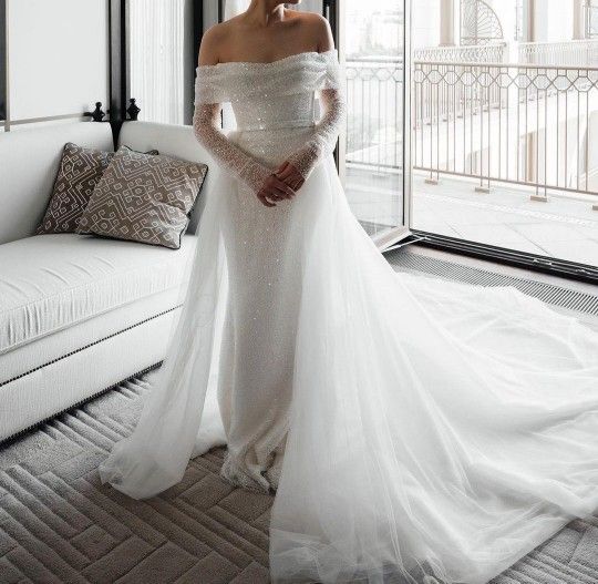 Convertible Sequined Wedding Gown