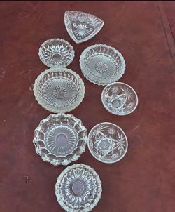 Lot Of 10 Vintage Ashtray Candy Bowl  Glass Ash Tray Clear Glass Dish