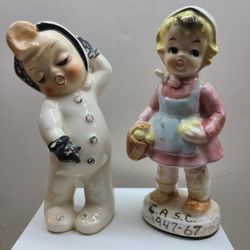 1950 VINTAGE PORCELAIN JAPAN BABY FIGURINE & CERAMIC GIRLS