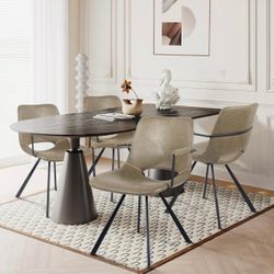 Grey Leather Dining Chairs Set of 2