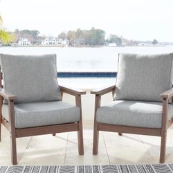 2 Ashley Furniture Outdoor Lounge Armchairs w/ Cushions
