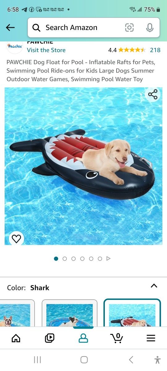 Brand new inflatable dog float for pool. Can also used for other pets. 59"L x 27.5" W. 