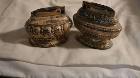 Pair of VTG Collectible Silver Plated Ronson “Crown” Table Lighter, 3 x 3 WB
