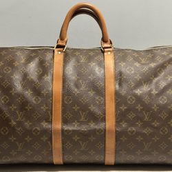 Louis Vuitton Vintage Keepall 55 Monogram Canvas Leather