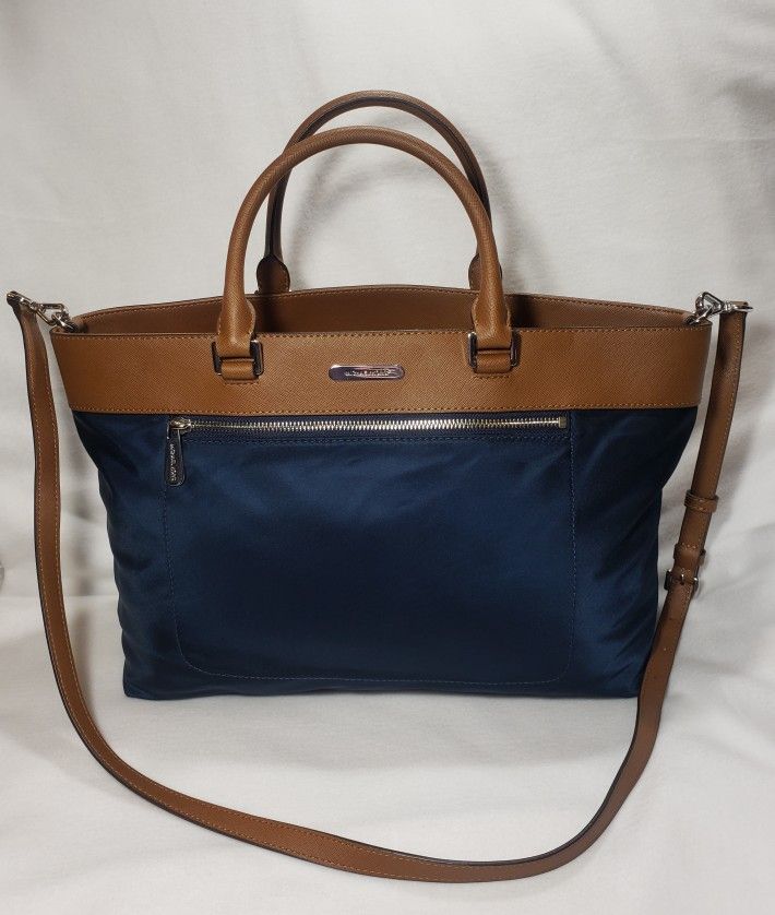 Michael Kors Large Navy Blue Crossbody Satchel Laptop Tote Work Bag
