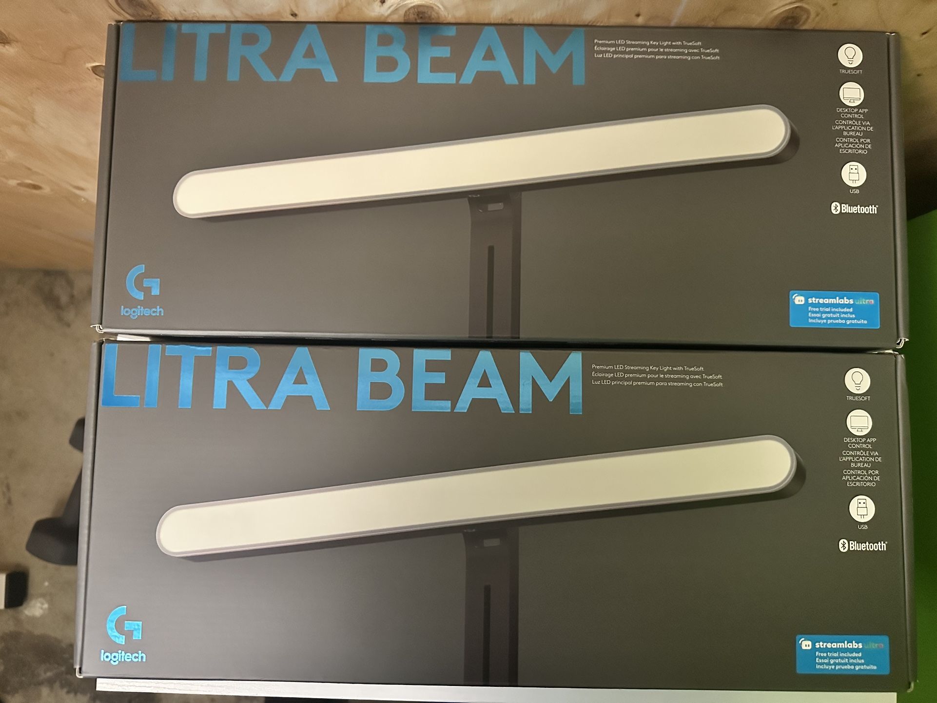 Two Logitech Litra Beam Streaming Lights