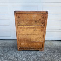 37" Antique Wood Brown Dresser Vintage Chest Modern Bedroom Furniture _ All 5 Dovetail Drawers Slide Smoothly