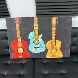 Wall art canvas guitars