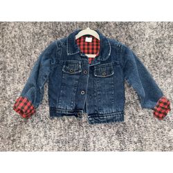 Baby Denim Jacket with Red & Black Checkered Lining Size 24 Months