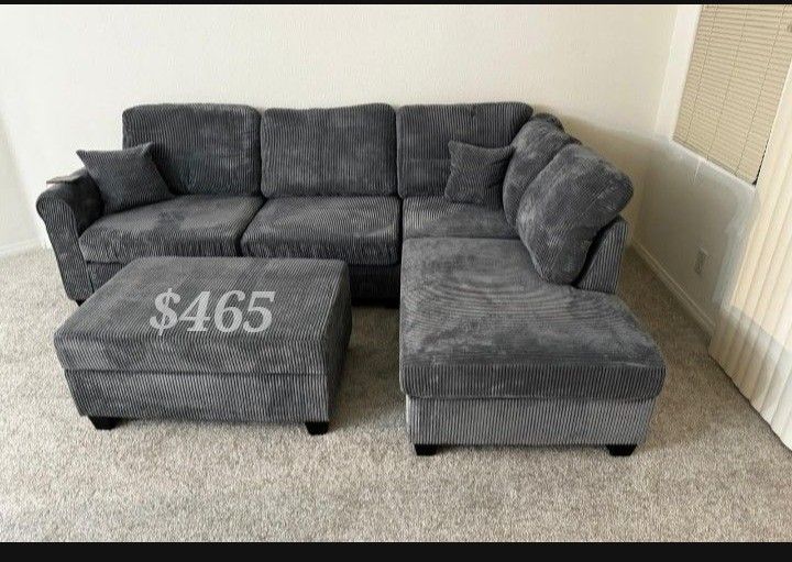Dark Gray Sectional Sofa With Storage Ottoman