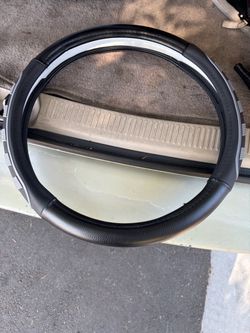 Black Leather Steering Wheel Cover