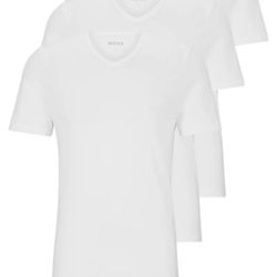 BOSS Hugo Boss V-Neck T-Shirt 3-Pack Size S White 