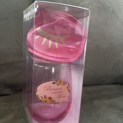 BRAND NEW 15 OZ STEMLESS WINE GLASS AND SLEEP MASK 