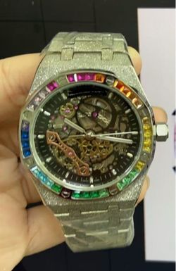 Men’s frosted skeleton watch