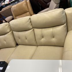 Real Leather Reclining Sofa
