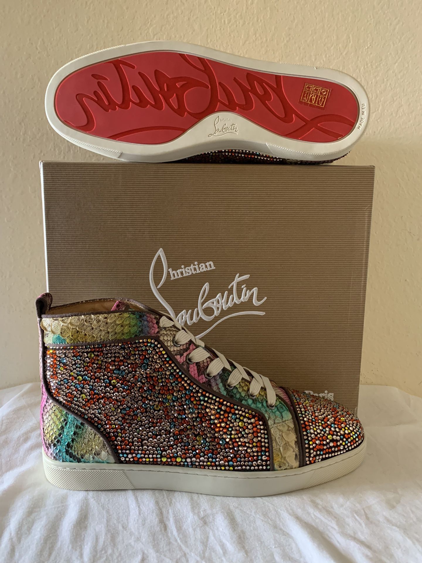 Christian Louboutin - Louis Strass Suede Calf Crystal Sneakers for Sale in  Richmond, TX - OfferUp