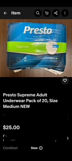 ADULT UNDERWEAR SIZE MEDIUM  $5.00 EACH BAG I HAVE 14  AVAILABLE