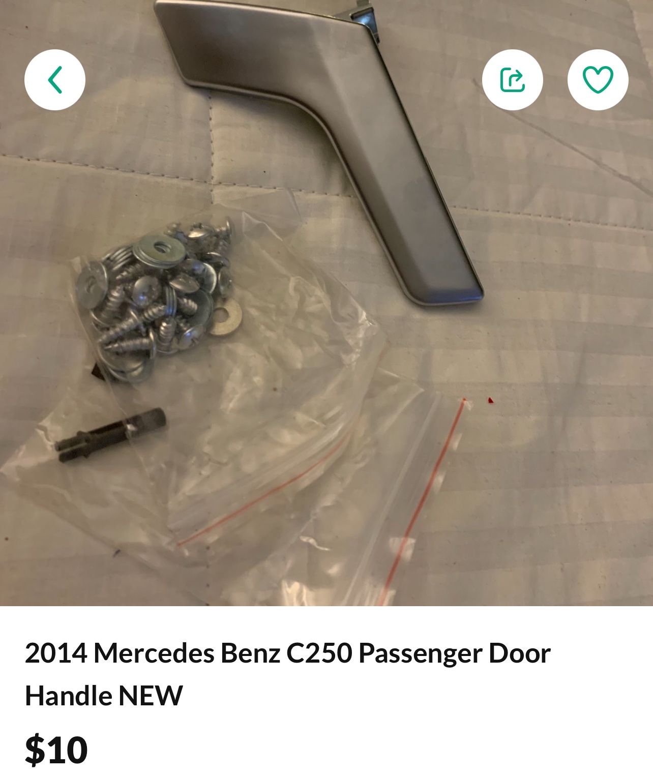2014 Mercedes Benz C250 Brand New Passenger Door Handle 