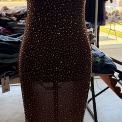 Brown Sequins Dress New 