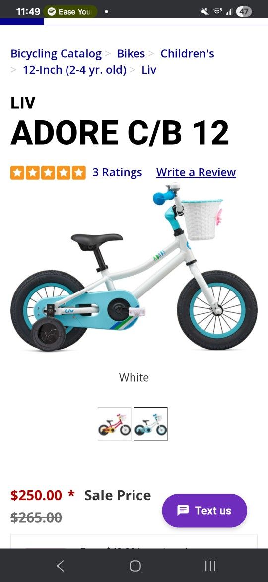 Giant/Liv Adore 12 Kids Bike