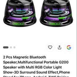2 Pcs Magnetic Bluetooth Speaker,Multifunctional Portable G200 Speaker