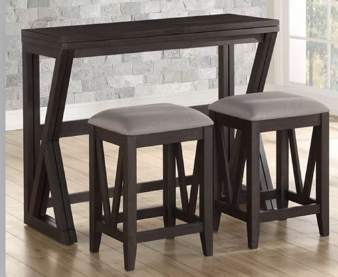 3-Piece Folding Dining Set w/ 4 Stools