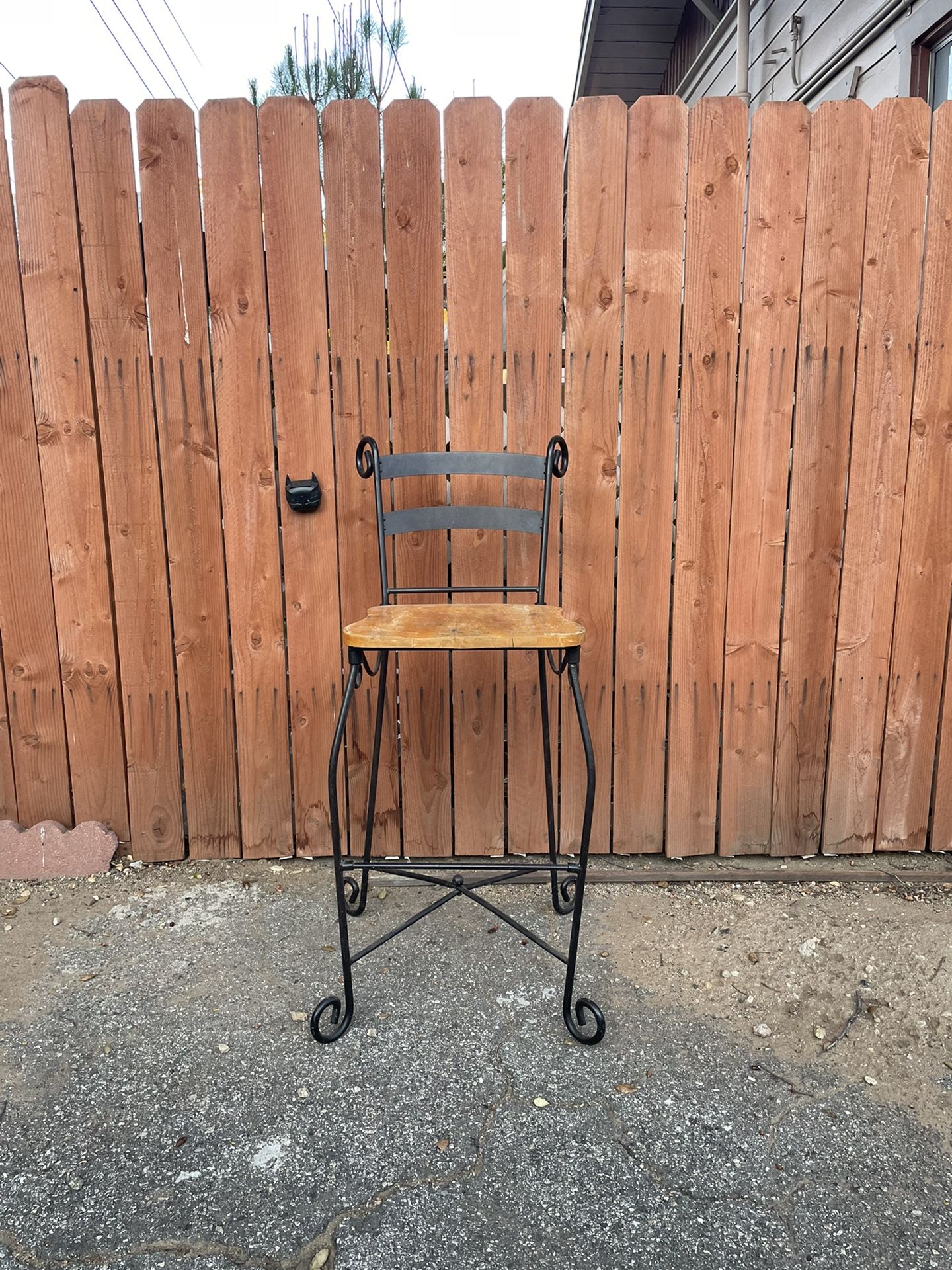 Antique Wood & Steel High Chair