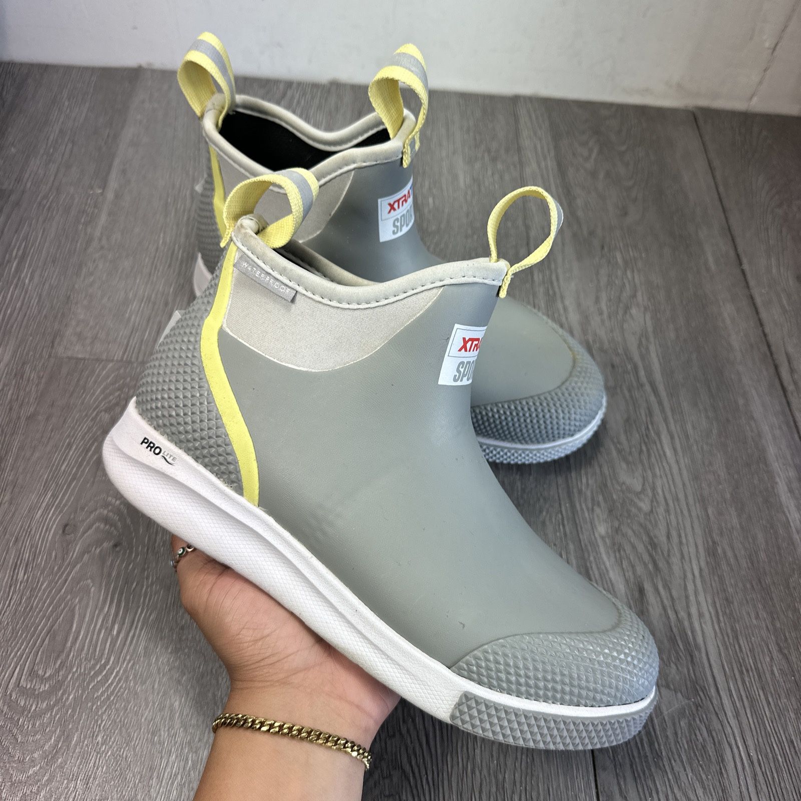 XTRATUF Women Waterproof Ankle Deck Boot Grey Yellow US EU 41