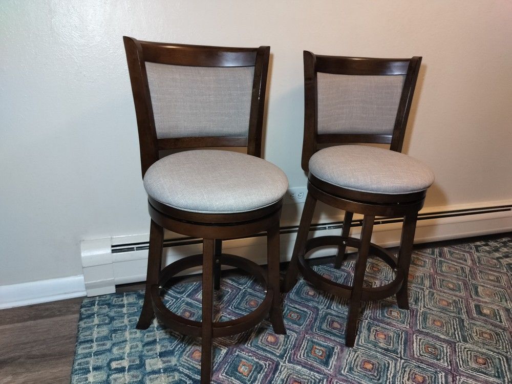 Upholstered Back Swivel Stools, Counter Height