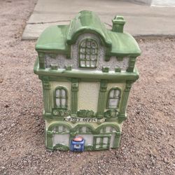 Vintage Old Town Post Office Building Cookie Jar Country Holiday 1995