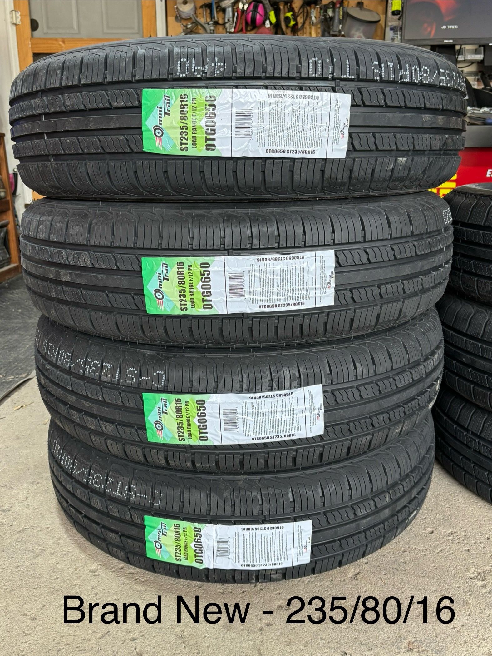 (4) - 235/80/16 Omni Trail Capability STR Trailer Tires