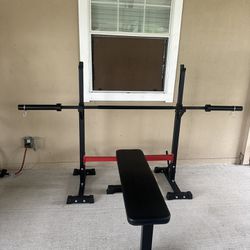 Cap 3pcs Barbell, adjustable squat rack & flat bench $170 