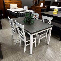 White & Grey Wood Dining Set for 4 or 6 - Seaside