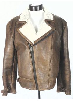 Mens large motorcycle leather jacket sherpa lined