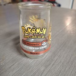 Pokemon Meowth #52 Welch's Jelly Glass Jar Cup Collectible Pristine Condition!