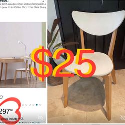 $25 Each Natural Wood  Modern Mid Century style Desk/Dining Chair in good Shape just need a paint