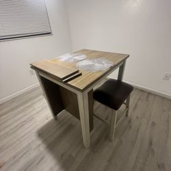 Rustic Drop-Leaf Dining Table with Chair