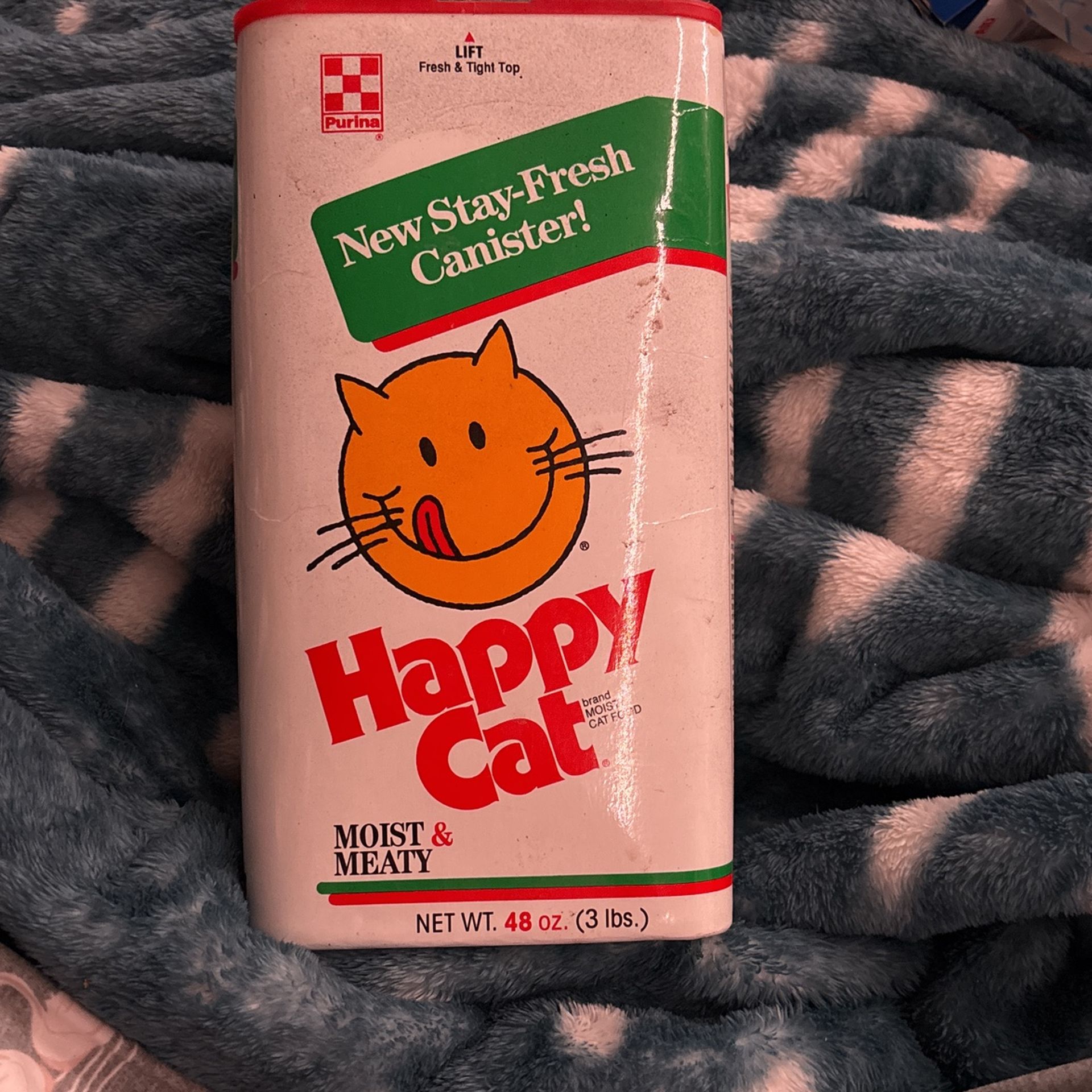 Vintage Purina Happy Cat Food Container Collectable