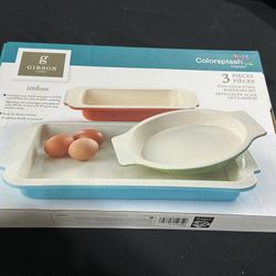 Gibson Home3 Pc. Non-stick Steel Bakeware Set Ceramic, New