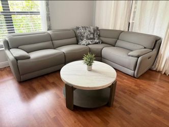 Like New Power Reclining Sectional + Marble Coffee Table