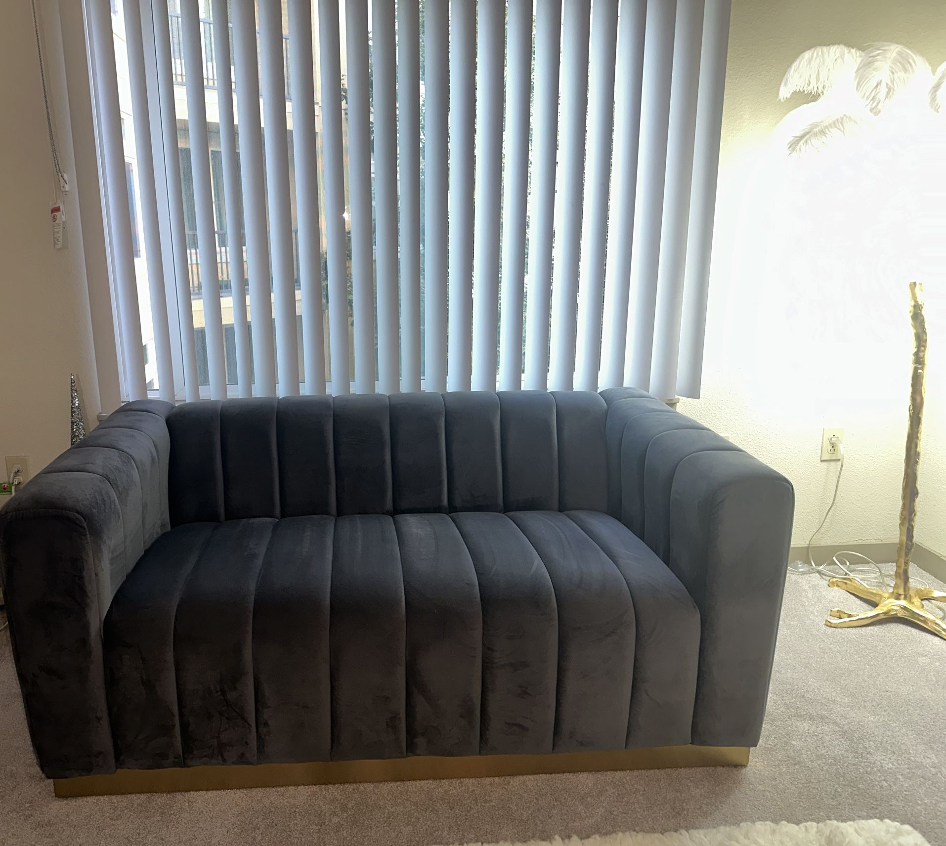 Velvet Tuxedo Sofa & Love Seat