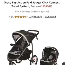 Graco FastAction Fold Jogger Click Connect Travel System, Gotham