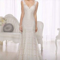 Essense of Australia Vintage Lace Sheath Wedding Dress in Ivory