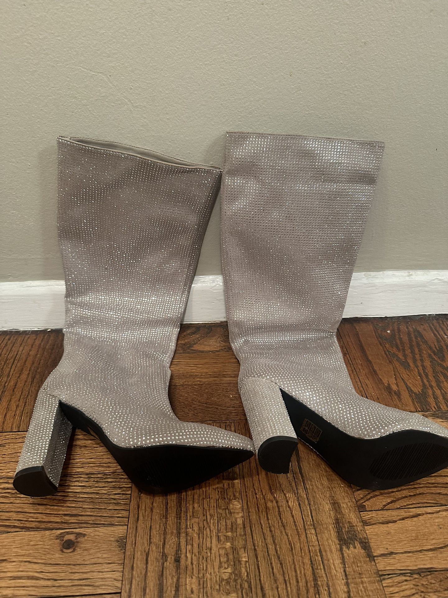 Rhinestone glitter knee high boots - $10
