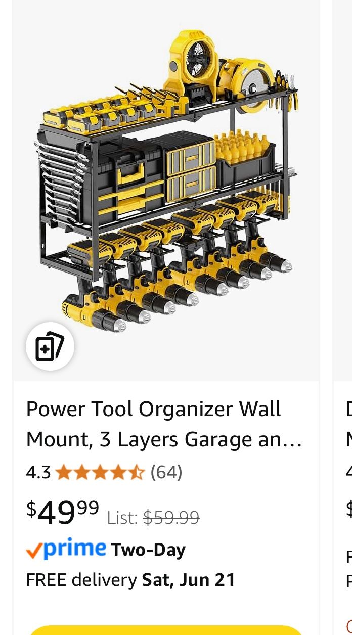 NEW- Power Tool Organizer Wall Mount, 3 Layers Garage and Storage Rack,