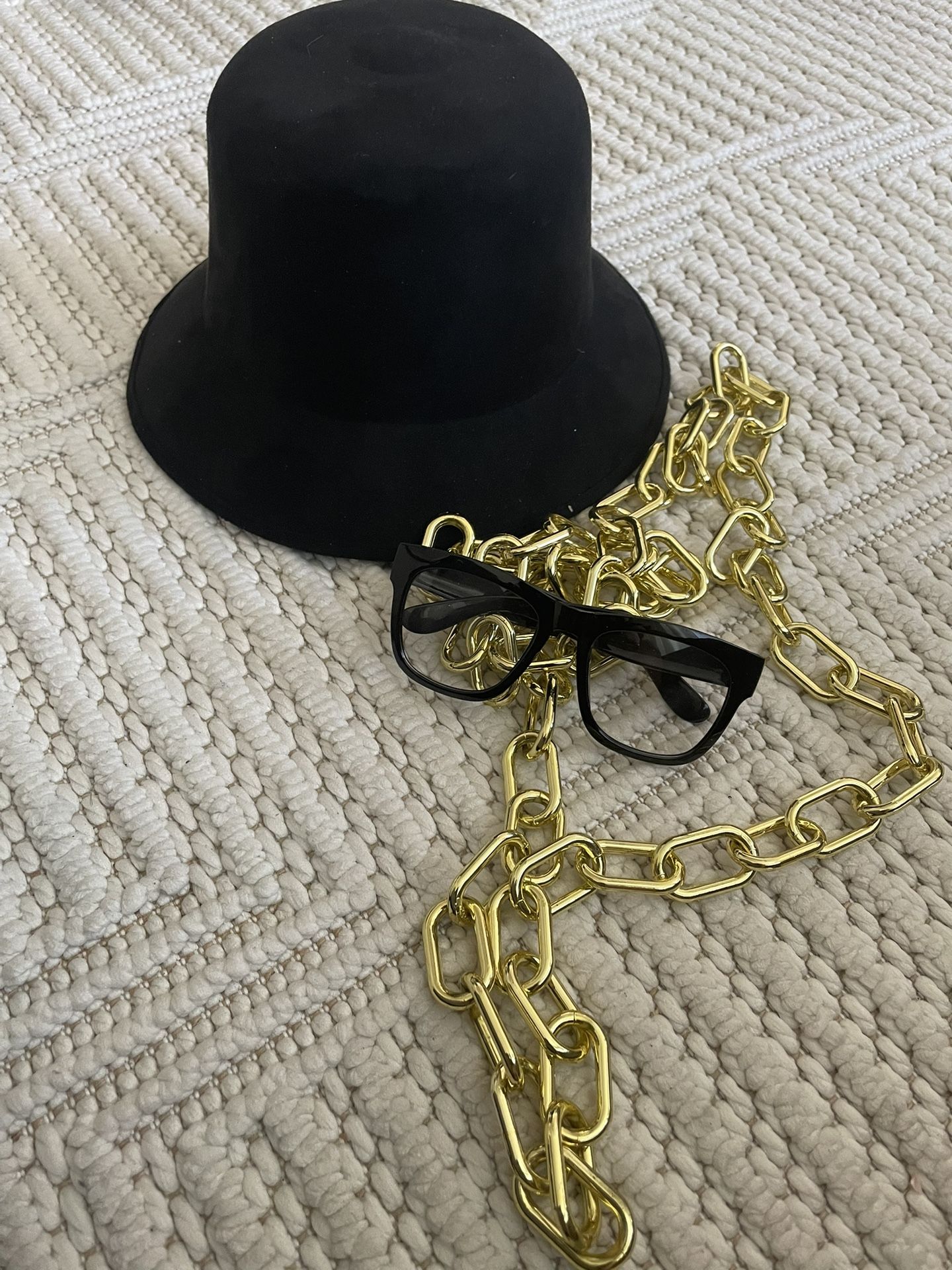Rapper Accessories, Bucket Hat Gold Chain Necklace With Glasses