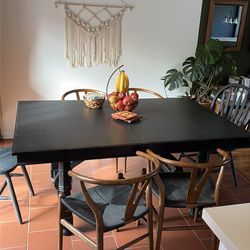 Solid Wood Painted Black Table Extendable